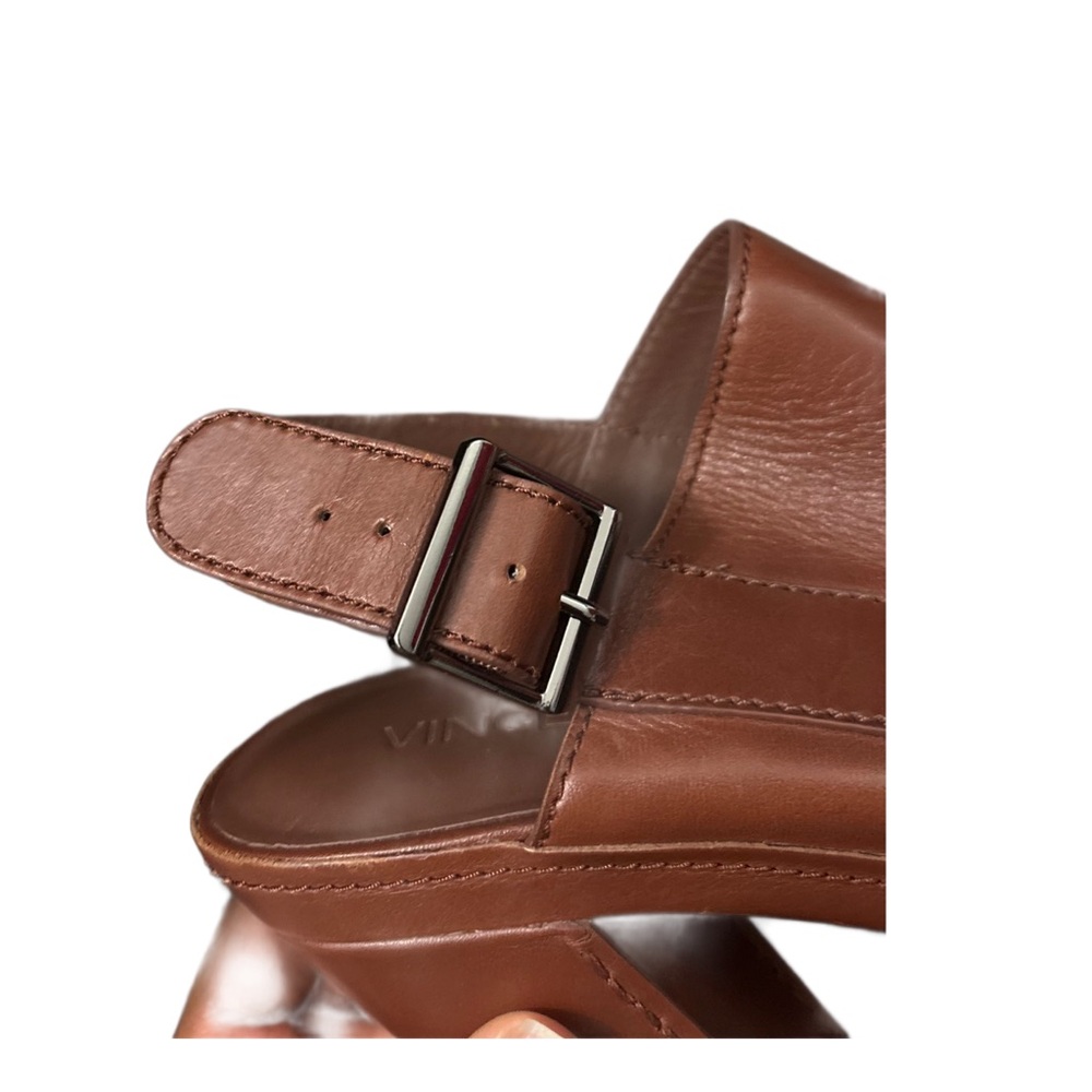 VINCE Women's Tayla High Heel Sling Back Mule Brown Leather Size 10M - Picture 6 of 8
